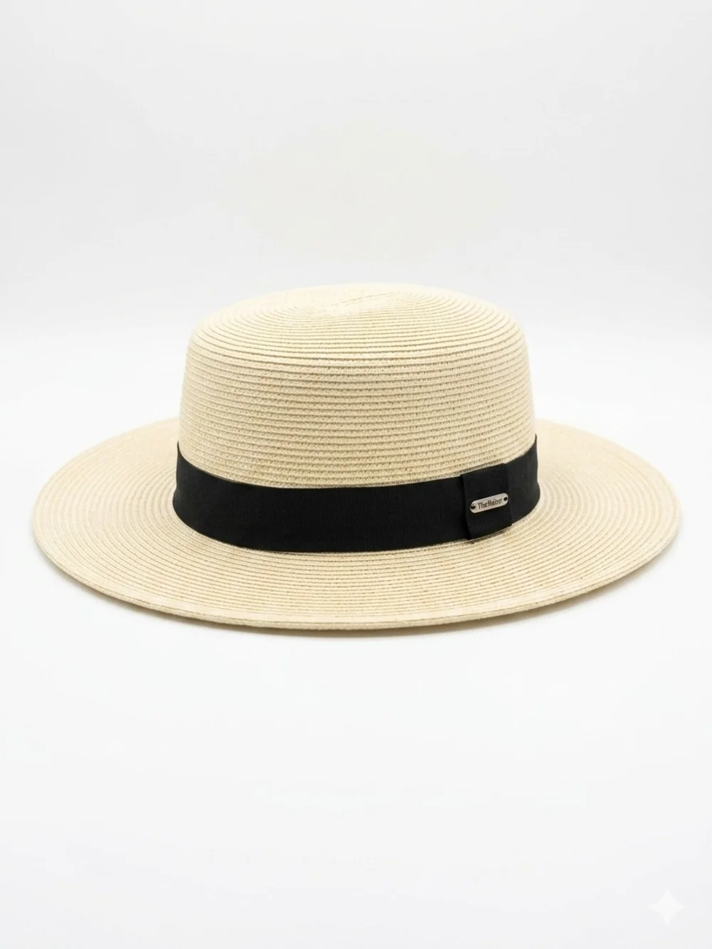 Wide Brim Straw Sun Hat with Black Band